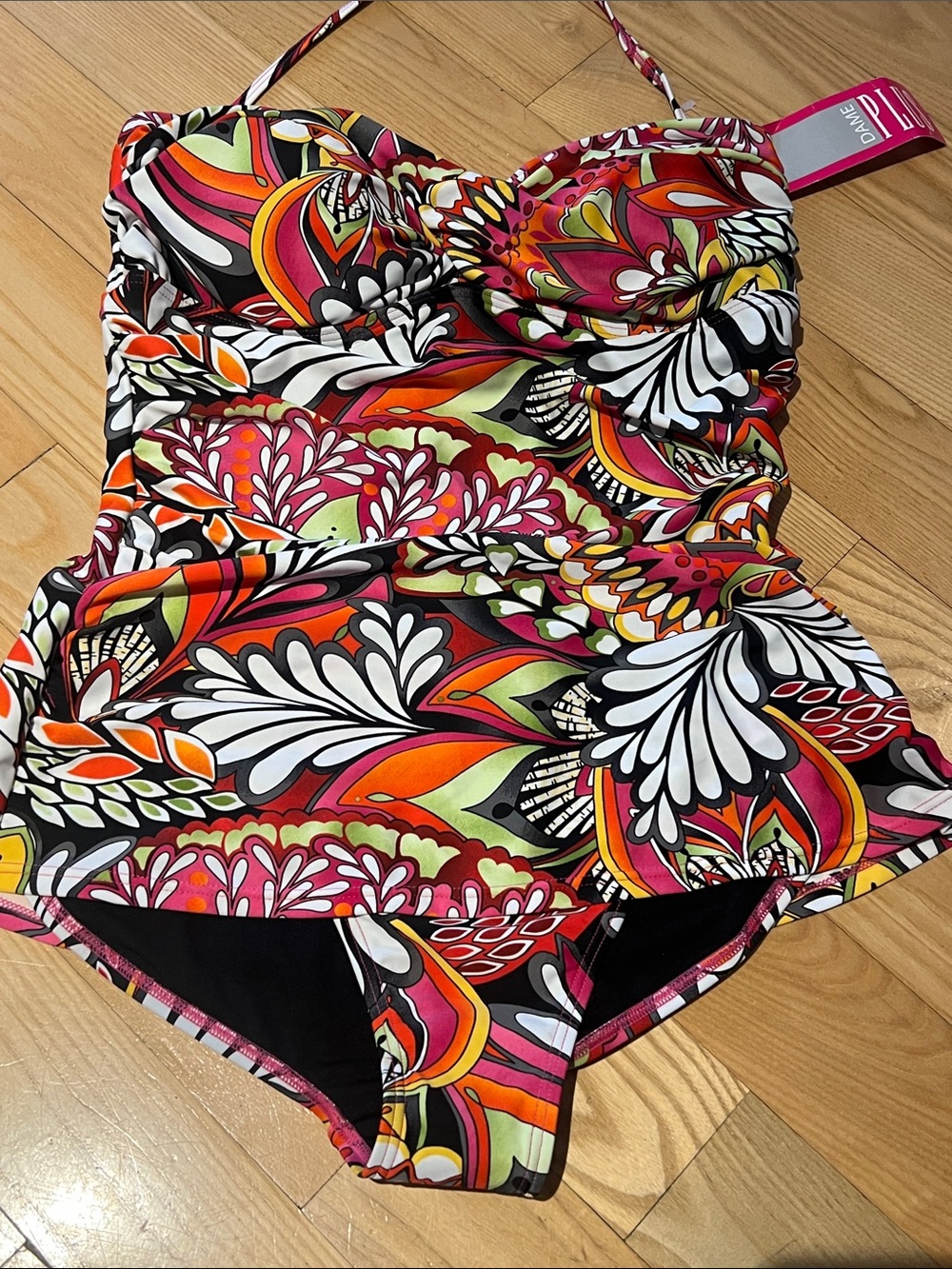Bikini Bay Vintage New with Tags Floral multicolor swimsuit skirted one piece 16 - Picture 3 of 9